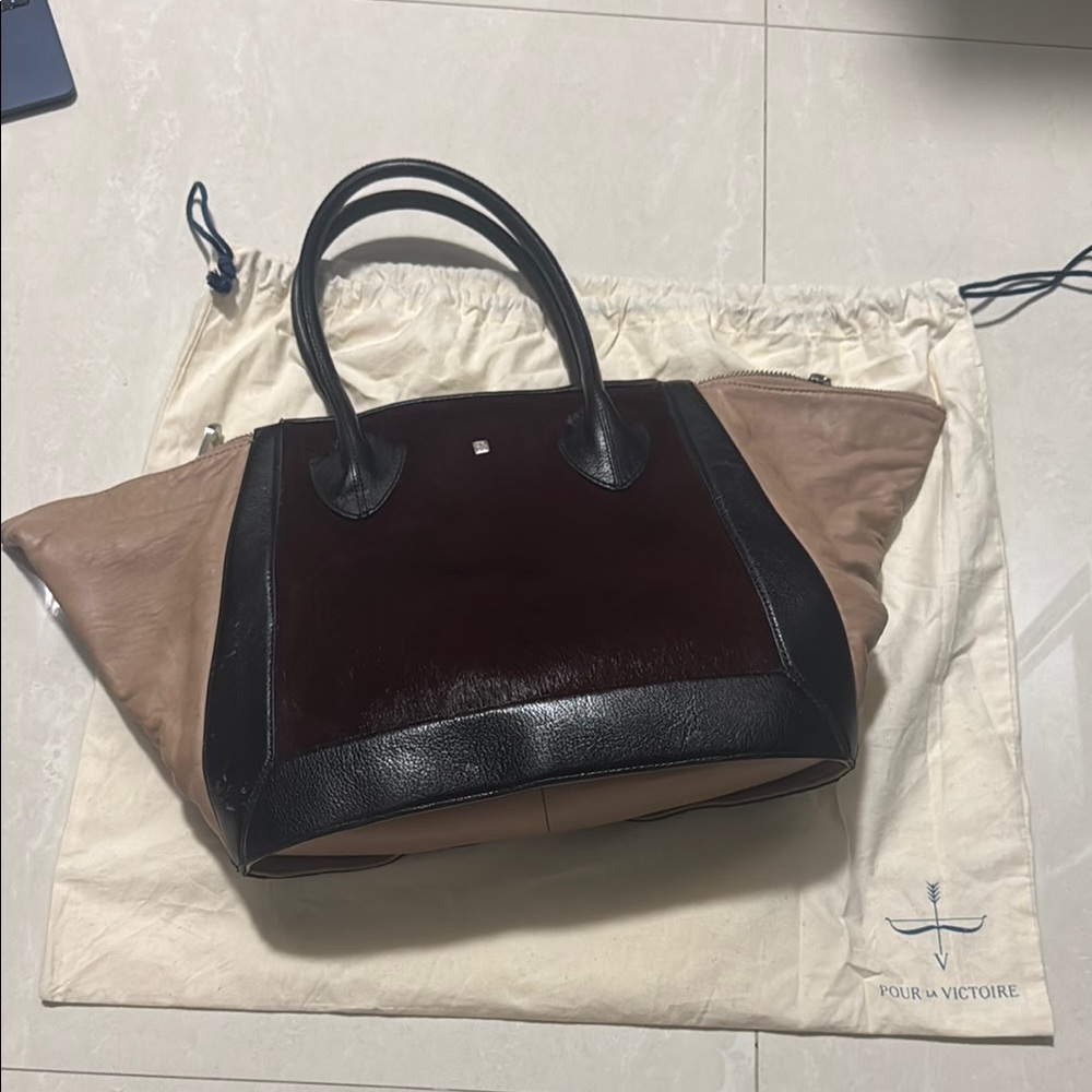 Pour La Victoire Black and Brown Totes with Structured Design